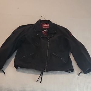 Indian Motorcycle Black Heavy Canvas Jacket with Zipper Details
